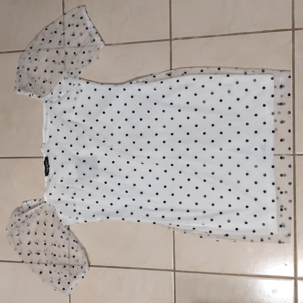 White Polkadot Parisian Blouse